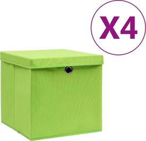 vidaXL Pudełka z pokrywami, 4 szt., 28x28x28 cm, zielone 1