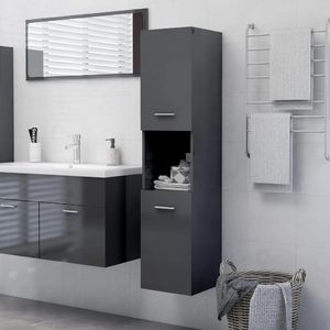 vidaXL Szafka łazienkowa szara wysoki połysk 30x30x130cm płyta 1