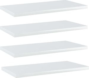 vidaXL Półki na książki, 4 szt., wysoki połysk, białe, 40x20x1,5 cm 1