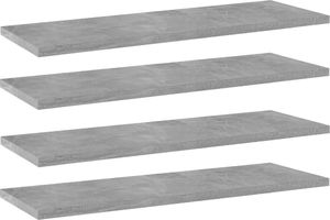 vidaXL Półki na książki, 4 szt., szarość betonu, 60x20x1,5 cm, płyta 1