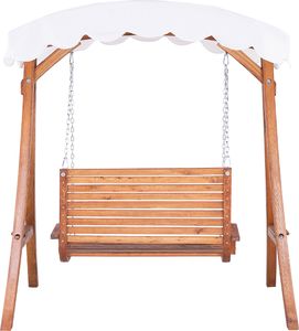 Beliani Huśtawka ogrodowa drewniana ciemna ANDRIA 3