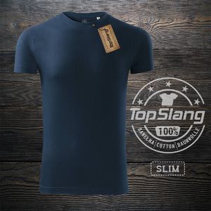 Topslang Topslang koszulka męska bawełniana granatowa t-shirt męski granatowy SLIM S 1