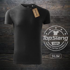 Topslang Topslang koszulka męska bawełniana czarna t-shirt męski czarny SLIM S 1