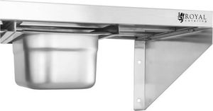 Royal Catering Półka ścienna wisząca na konsolach nierdzewna z pojemnikami GN1/4 Półka ścienna wisząca na konsolach nierdzewna z pojemnikami GN1/4 5