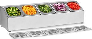 Royal Catering Ekspozytor stojak na pojemniki gastronomiczne 5 x GN1/6 + 5 x Pojemniki Ekspozytor stojak na pojemniki gastronomiczne 5 x GN1/6 + 5 x Pojemniki 2