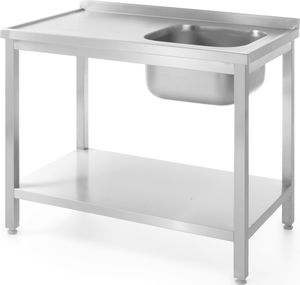 Hendi Stół blat roboczy stalowy do zmywalni z jednym zlewem z półką 100x60cm PRAWY - Hendi 811870 Stół blat roboczy stalowy do zmywalni z jednym zlewem z półką 100x60cm PRAWY - Hendi 811870 1