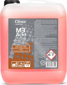 Clinex Koncentrat kwaśny płyn do mycia łazienek pomieszczeń sanitarnych CLINEX M3 Acid 5L Koncentrat kwaśny płyn do mycia łazienek pomieszczeń sanitarnych CLINEX M3 Acid 5L 1