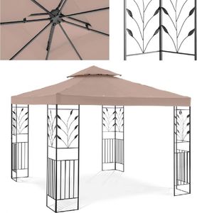 Uniprodo Pawilon ogrodowy namiot altana zadaszenie składane z ornamentem 3 x 3 x 2.6 m beżowe Pawilon ogrodowy namiot altana zadaszenie składane z ornamentem 3 x 3 x 2,6 m beżowe 1