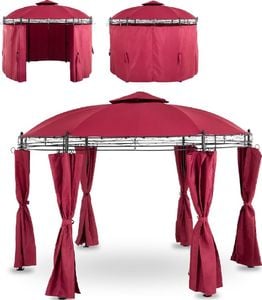 Uniprodo Pawilon ogrodowy namiot altana składana okrągła ze ścianami śr. 3.5 m czerwone wino Pawilon ogrodowy namiot altana składana okrągła ze ścianami śr. 3,5 m czerwone wino 1