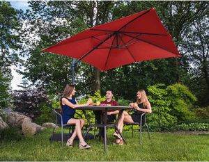 Uniprodo Parasol ogrodowy boczny na wysięgniku kwadratowy 250 x 250 cm czerwony 4