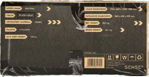 Fotel SENSE7 materiałowy Sentinel czarno-szary 25