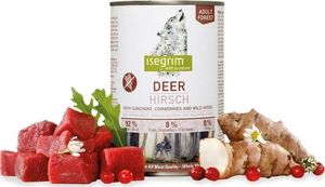 Isegrim Isegrim Adult Forest Deer - mokra karma dla dorosłych psów, jeleń ze słonecznikiem bulwiastym, borówką czerwoną i dzikimi ziołami, 400g 1