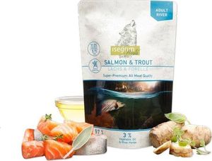Isegrim Isegrim Salmon & Trout - mokra karma dla dorosłych psów, łosoś z pstrągiem i ziołami rzecznymi, saszetka 410g 1