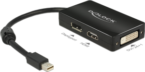 Adapter AV Delock DisplayPort Mini - DisplayPort - HDMI - DVI-D czarny (62623) 1