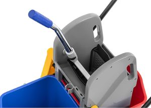 Ulsonix Wózek do sprzątania z uchwytem i prasą do mopa płaskiego dwa wiadra 2 x 20L Wózek do sprzątania z uchwytem i prasą do mopa płaskiego dwa wiadra 2 x 20L 6