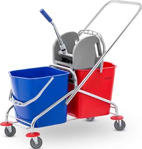 Ulsonix Wózek do mycia podłóg z prasą i uchwytem do mopa dwa wiadra 2 x 24L Wózek do mycia podłóg z prasą i uchwytem do mopa dwa wiadra 2 x 24L 2