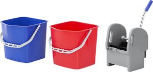 Ulsonix Wózek do mycia podłóg z prasą i uchwytem do mopa dwa wiadra 2 x 24L Wózek do mycia podłóg z prasą i uchwytem do mopa dwa wiadra 2 x 24L 5