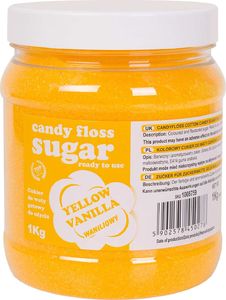GSG24 Kolorowy cukier do waty cukrowej żółty o smaku waniliowym 1kg Kolorowy cukier do waty cukrowej żółty o smaku waniliowym 1kg 1