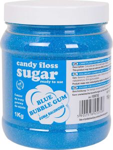 GSG24 Kolorowy cukier do waty cukrowej niebieski o smaku gumy balonowej 1kg Kolorowy cukier do waty cukrowej niebieski o smaku gumy balonowej 1kg 1
