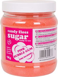 GSG24 Kolorowy cukier do waty cukrowej różowy o smaku gumy balonowej 1kg Kolorowy cukier do waty cukrowej różowy o smaku gumy balonowej 1kg 1