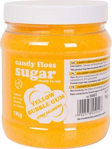 GSG24 Kolorowy cukier do waty cukrowej żółty o smaku gumy balonowej 1kg Kolorowy cukier do waty cukrowej żółty o smaku gumy balonowej 1kg 1