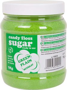 GSG24 Kolorowy cukier do waty cukrowej zielony naturalny smak waty cukrowej 1kg Kolorowy cukier do waty cukrowej zielony naturalny smak waty cukrowej 1kg 1