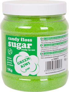 GSG24 Kolorowy cukier do waty cukrowej zielony o smaku kiwi 1kg Kolorowy cukier do waty cukrowej zielony o smaku kiwi 1kg 1