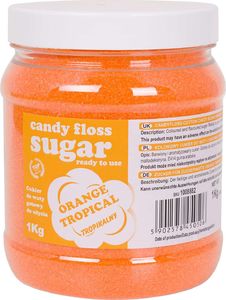 GSG24 Kolorowy cukier do waty cukrowej pomarańczowy o smaku owoców tropikalnych 1kg Kolorowy cukier do waty cukrowej pomarańczowy o smaku owoców tropikalnych 1kg 1