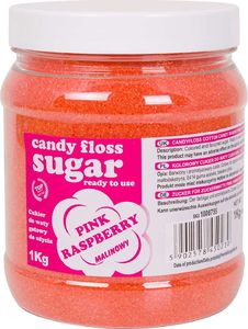 GSG24 Kolorowy cukier do waty cukrowej różowy o smaku malinowym 1kg Kolorowy cukier do waty cukrowej różowy o smaku malinowym 1kg 1