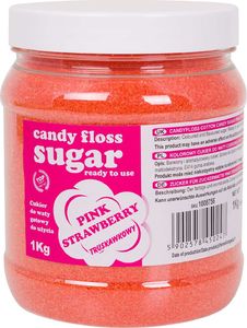 GSG24 Kolorowy cukier do waty cukrowej różowy o smaku truskawkowym 1kg Kolorowy cukier do waty cukrowej różowy o smaku truskawkowym 1kg 1