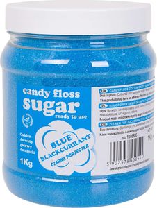 GSG24 Kolorowy cukier do waty cukrowej niebieski o smaku czarnej porzeczki 1kg Kolorowy cukier do waty cukrowej niebieski o smaku czarnej porzeczki 1kg 1
