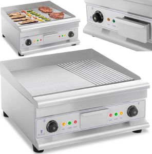 Royal Catering Grill płyta grillowa podwójna gładka ryflowana z szufladą na tłuszcz 230 V 2x 3200 W Grill płyta grillowa podwójna gładka ryflowana z szufladą na tłuszcz 230 V 2x 3200 W 1