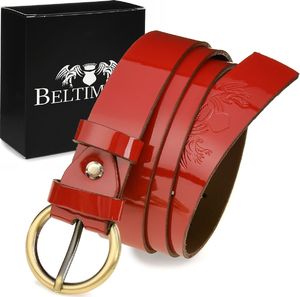 Beltimore Beltimore skórzany damski pasek czarny 2,5 cm czerwony A63 1