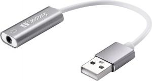 Adapter USB Sandberg USB - Jack 3.5mm Srebrny  (134-13) 1