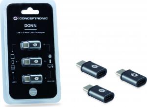 Adapter USB Conceptronic DONN05G USB-C - MicroUSB Szary  (DONN05G) 2