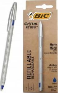 Bic Długopis Cristal Re'new Metal niebieski + 2 wkłady (405477) 1