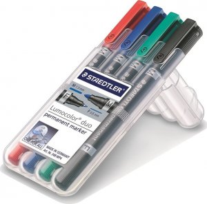 Staedtler STAEDTLER Perm.Marker Lumocolor duo 4St Box 1