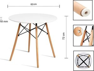 Mufart Okrągły stół ETT do kuchni, jadalni, salonu 60cm - Biały 6