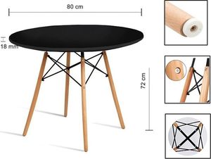 Mufart Okrągły stół ETT do kuchni, jadalni, salonu 80cm - Czarny 6