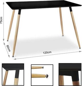 Mufart Prostokątny stół TRE do kuchni, jadalni, salonu 120cm x 80cm - Czarny 7