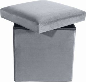 Mufart Pufa składana M do salonu, sypialni, garderoby oraz przedpokoju - 30x30x30cm Aksamit Szara 2