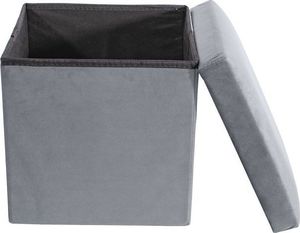 Mufart Pufa składana M do salonu, sypialni, garderoby oraz przedpokoju - 30x30x30cm Aksamit Szara 3