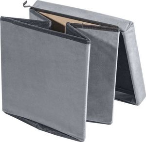 Mufart Pufa składana M do salonu, sypialni, garderoby oraz przedpokoju - 30x30x30cm Aksamit Szara 5