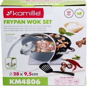Patelnia Kamille wok Teflonowa Żeliwna 28cm 7