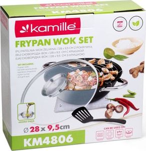Patelnia Kamille wok Teflonowa Żeliwna 28cm 8