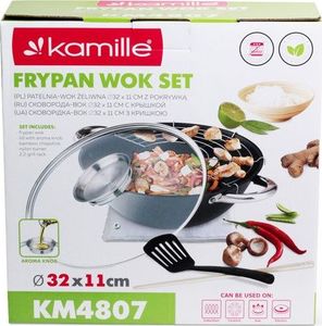 Patelnia Kamille wok Teflonowa Żeliwna 32cm 7