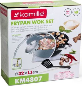 Patelnia Kamille wok Teflonowa Żeliwna 32cm 8