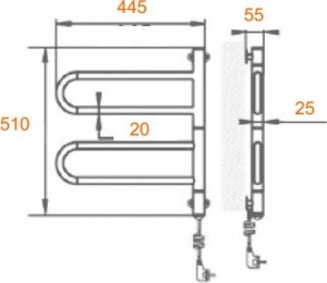 Grzejnik łazienkowy Thermoval Elektryczna suszarka łazienkowa TVX TR 60 CIRI 5