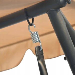 ModernHome Huśtawka ogrodowa rozkładana 2w1 z Parasolem Beżowa 4