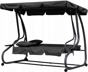 ModernHome Huśtawka ogrodowa rozkładana 2w1 z Parasolem 2